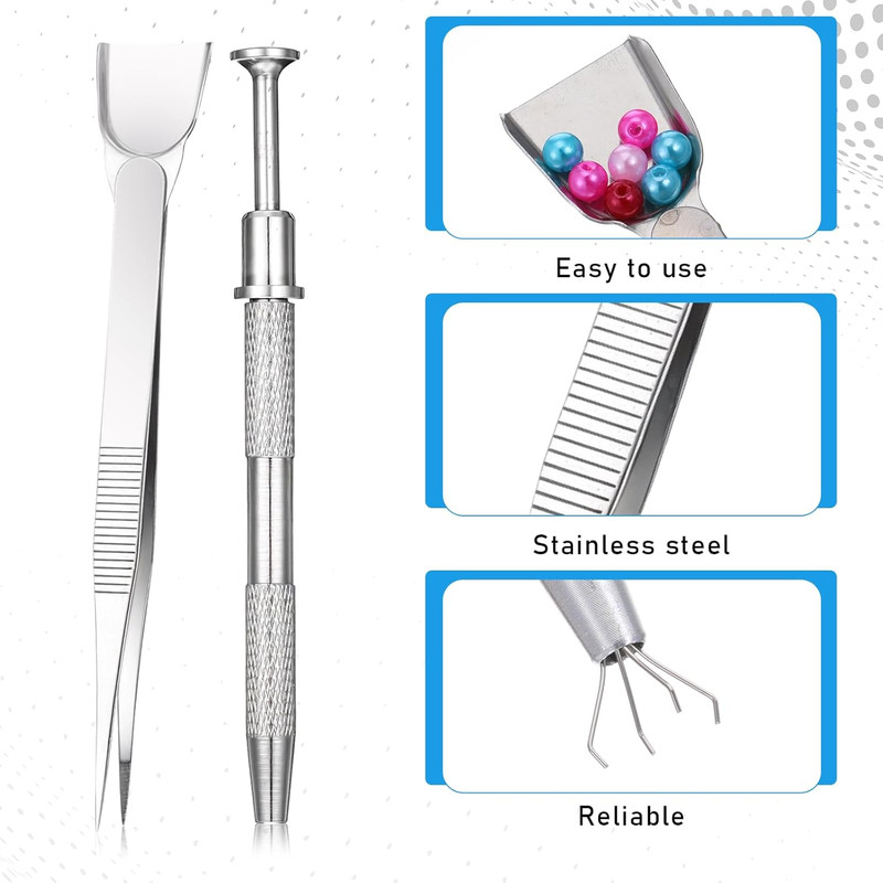 Stainless Steel Bead Scoop and Cake Decorating Tweezers Tool, Silver gallery