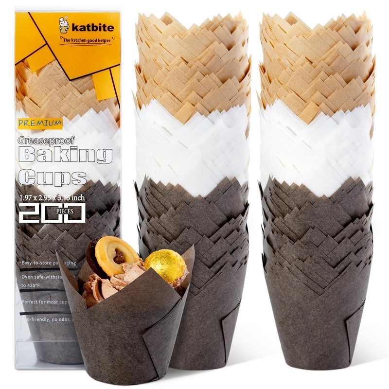 200 PCS Tulip Cupcake Liners Holders Muffin Baking Cups Wrapper Party Wedding