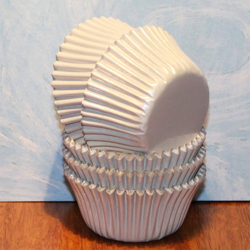 Gifbera White Metallic Foil Cupcake Liners Standard Size Standard, gallery