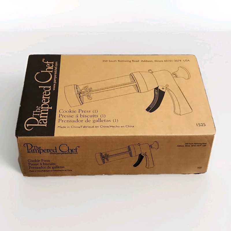 Pampered Chef Cookie Press Set 1525 Easy Grip 16 Discs Multiple Shapes Holiday
