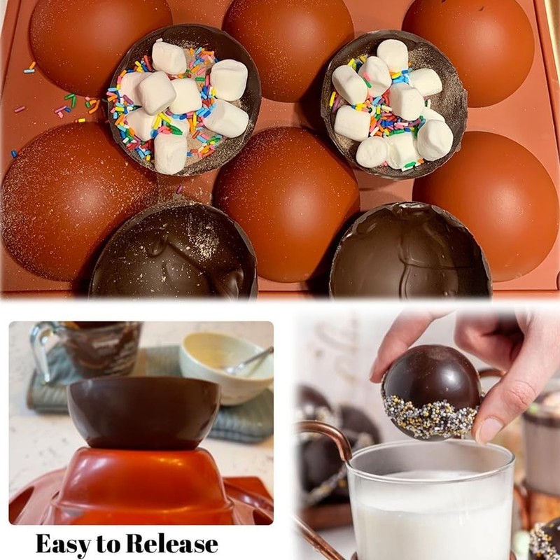 6 Holes Silicone Hot Chocolate Bomb Mold Set, 2 Pack, 2.5" Diameter gallery
