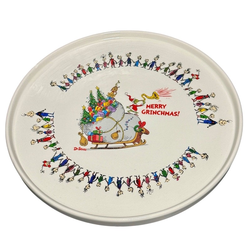 Dr. Seuss How the Grinch Stole Christmas Grinchmas Cake Stand Ceramic Platter