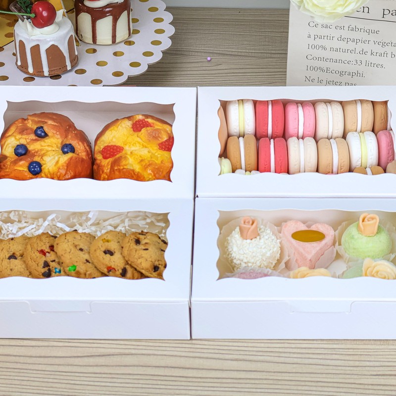 50 PCS 7x4.5x1.5 Inch Cookie Boxes Window White Dessert Pastry Bakery Gift Box gallery