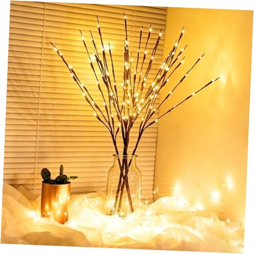 3 Pack Lighted Branches for Vase, Artificial Brown Twig Lights, 29IN 60 LED gallery