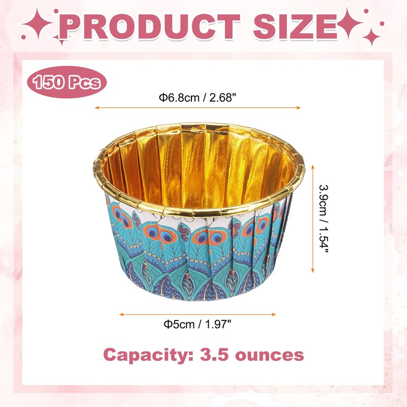For 150 Pieces Disposable Oven Paper Cupcake Molds, Blue/Purple gallery
