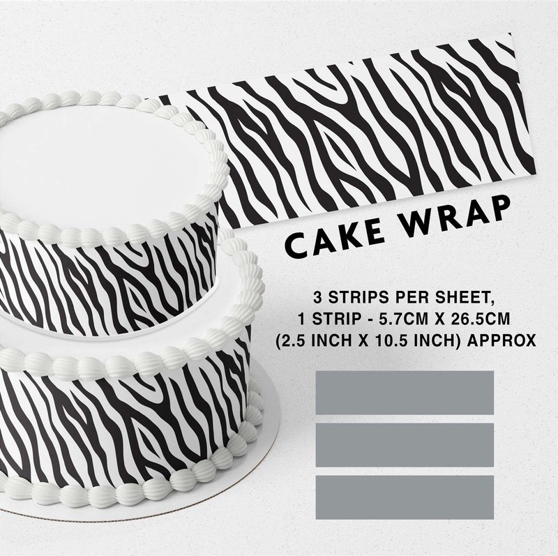 Zebra Pattern Strip Edible Cake Topper Decoration Edible Image