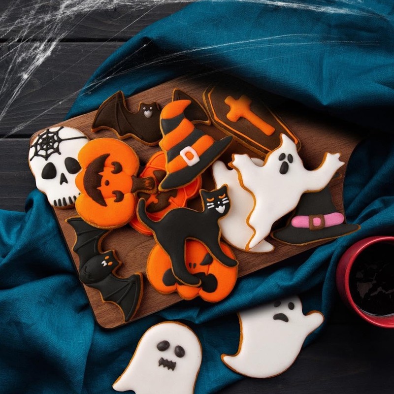 Halloween Cookie Cutters Set,9 Piece Stainless Steel Metal Silver New gallery