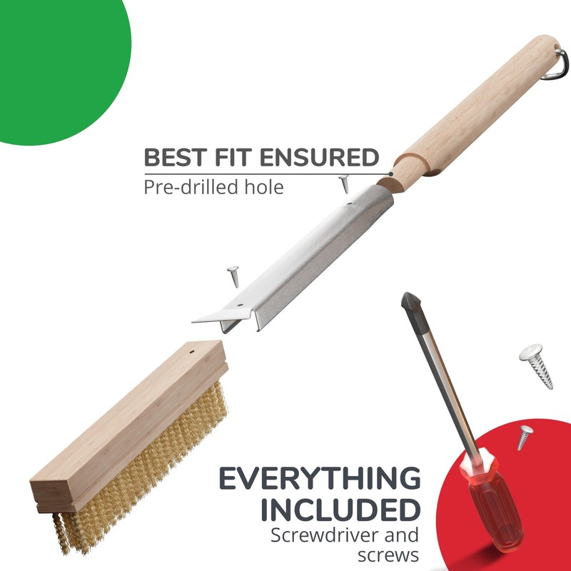 22” Pizza Oven Brush with Stone Scraper - Heat Resistant Stainless Steel Bris... gallery
