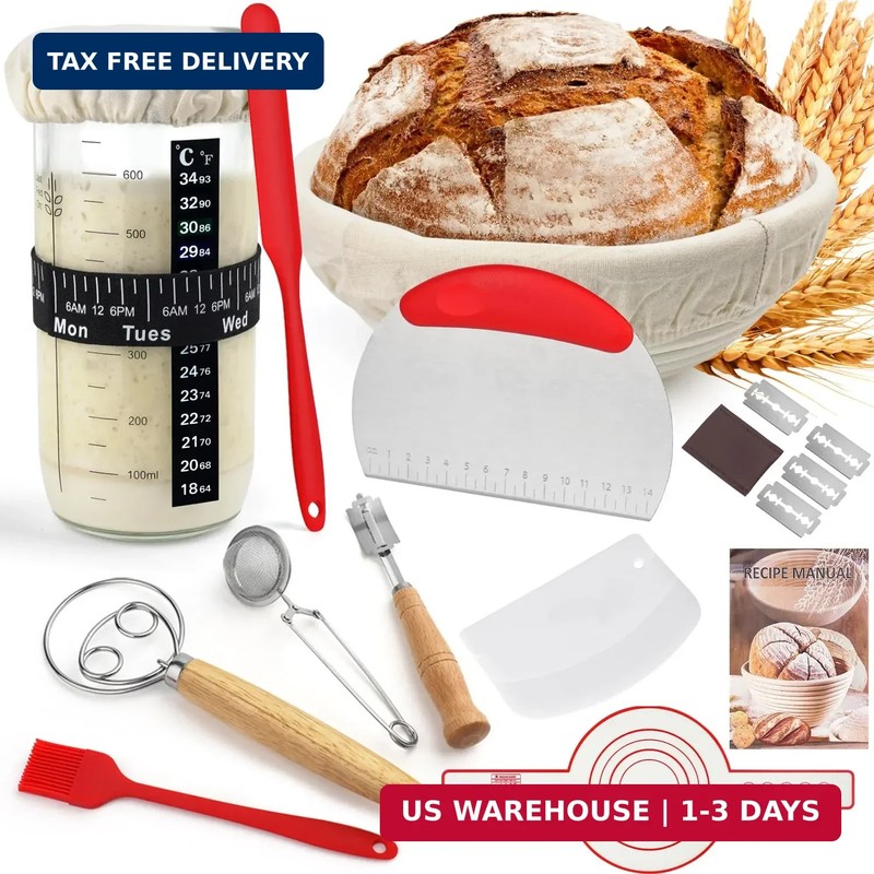 Sourdough Starter Kit, Sourdough Bread Baking Supplies with Bread Proofing Baske
