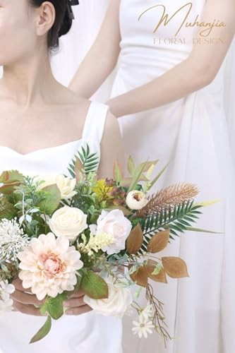Vintage Style Artificial Flowers and Greenery Combo Box Set, Fake Champagne gallery