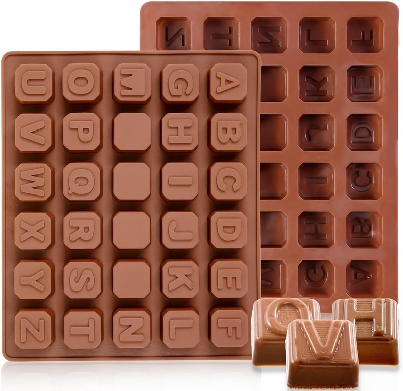 1PCS Deep 26 Cavity Square Letters Chocolate Silicone Molds Non-Stick Food Grade