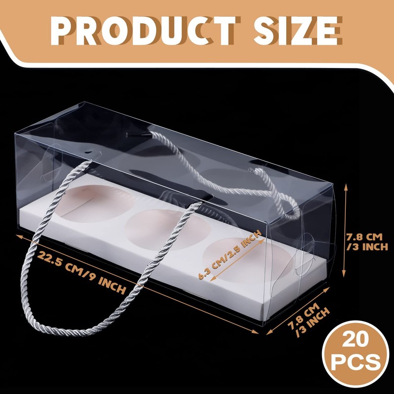 20 PCS Black Clear Cupcake Boxes With Handle & Insert 9x3x3 Inch Carrier gallery
