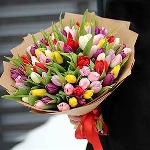 24pcs Multicolor Artificial Tulips Flowers Fake Faux PU Tulip Bouquet Real gallery