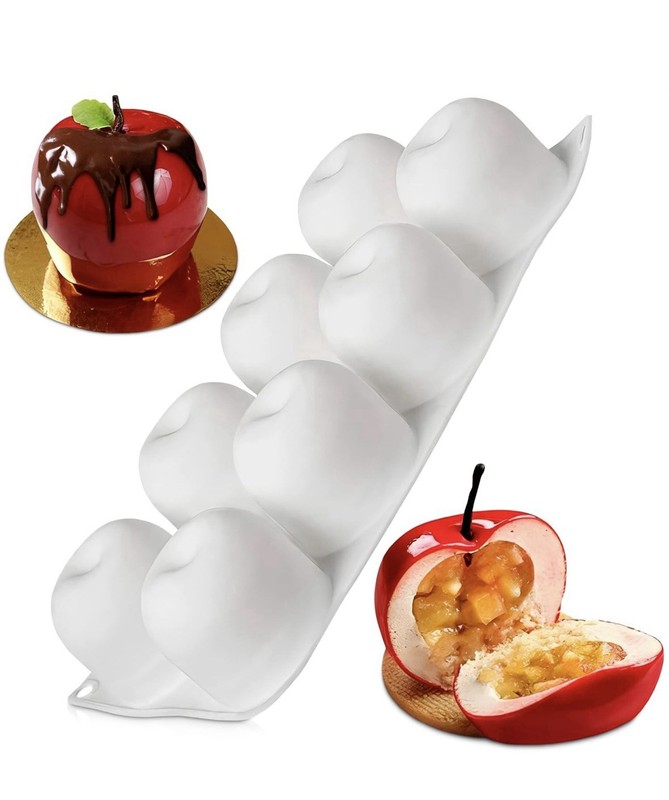 8 Cavity Apple Silicone Mold – 11.22 x 6.69 x 2.3 Inches Apple Mold for Baking