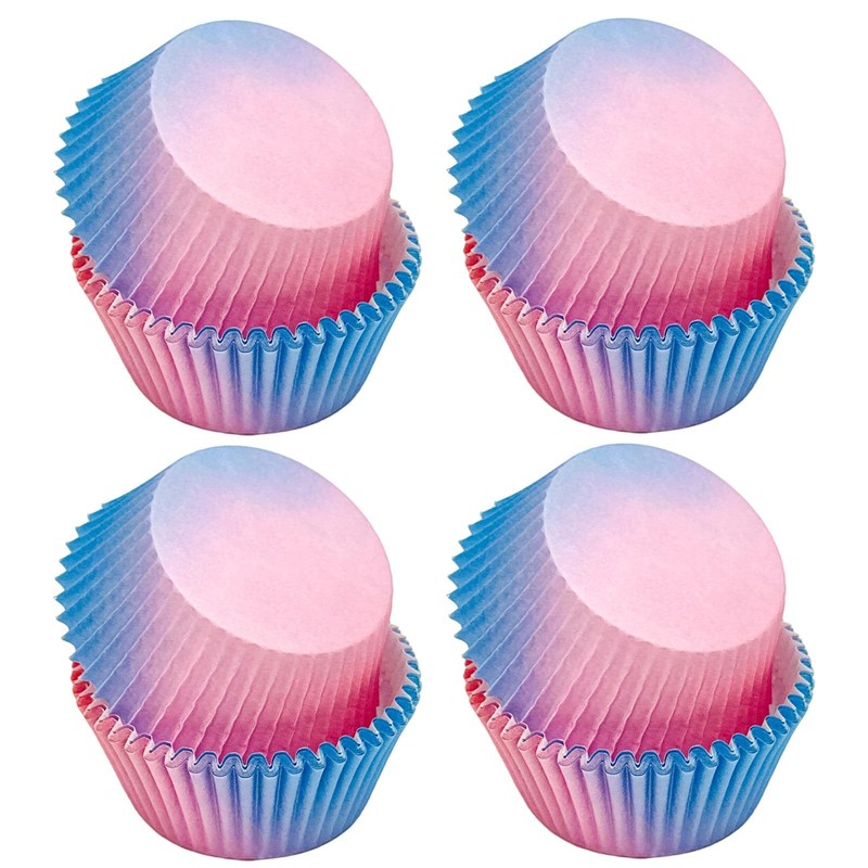 100 PCS Pink And Blue Gender Reveal Cupcake Liners Muffin Paper Baking Cups