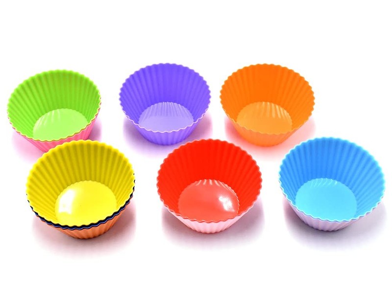 12 Pcs Multicolored Silicone Cupcake Baking Cups Reusable Muffin Liners gallery