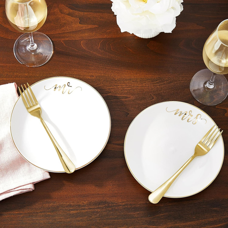 Mr and Mrs Cake Plates with 2 Forks Wedding Cake Ceremony Alternative Set (PL102 gallery