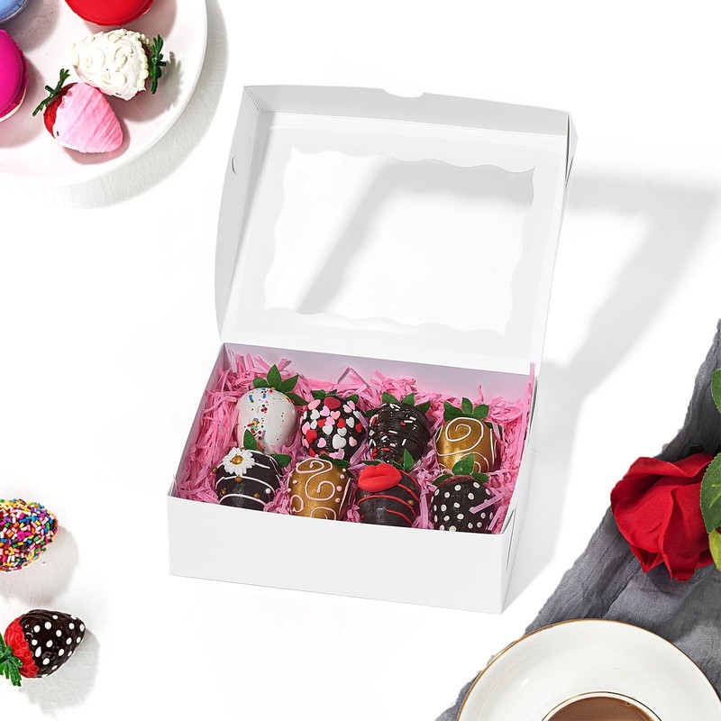25PCS Bakery Boxes with Window (8x5x2 Inch) for Chocolate Covered Strawberries gallery