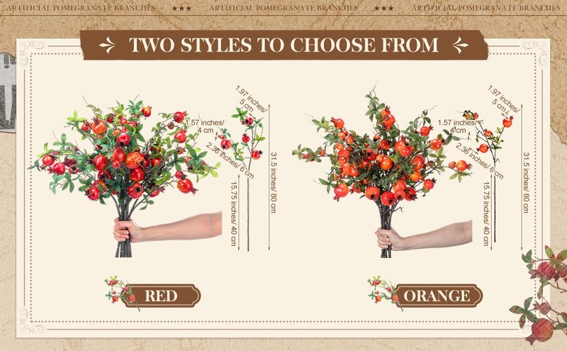 10 Pcs 21.65'' Artificial Pomegranate es Tall Faux gallery