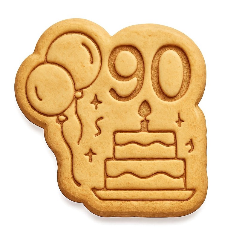 Festive 90th Birthday Cookie Cutter & Stamp, Fondant & Clay – 4×4