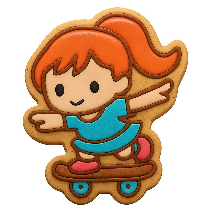 Balancing Chibi Skater Girl Cookie Cutter & Stamp, Fondant & Clay - 3x4 gallery