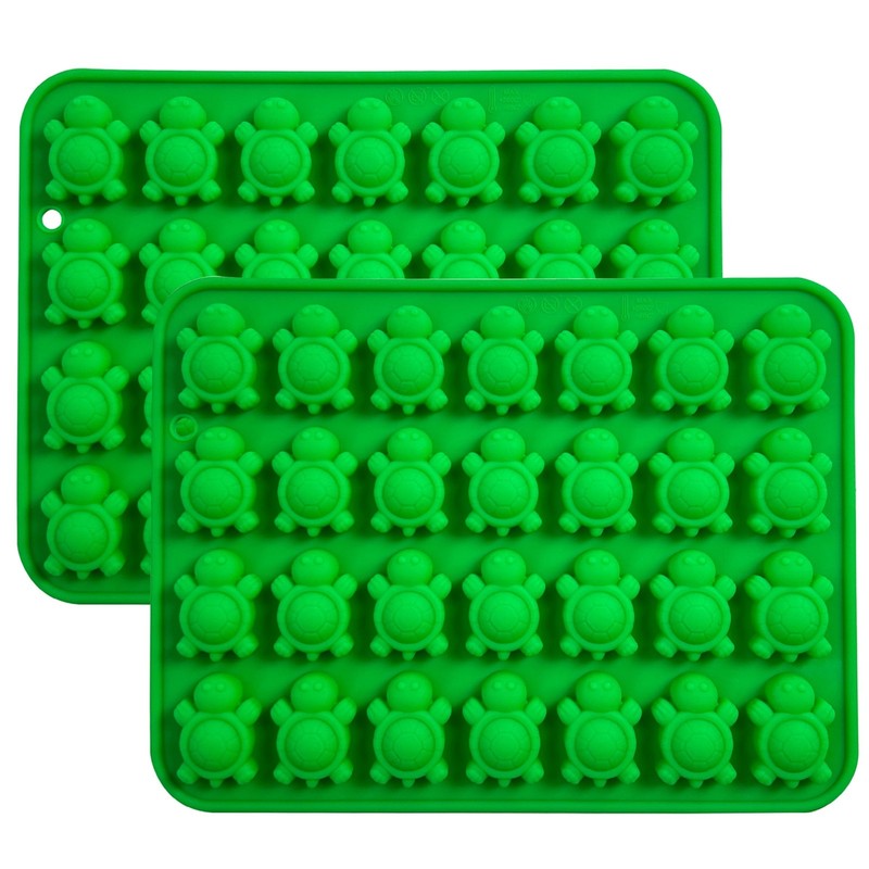 Silicone Turtle Candy Molds, 2-Pack Green Ice Cube Trays, 28-Cavity Chocolate…