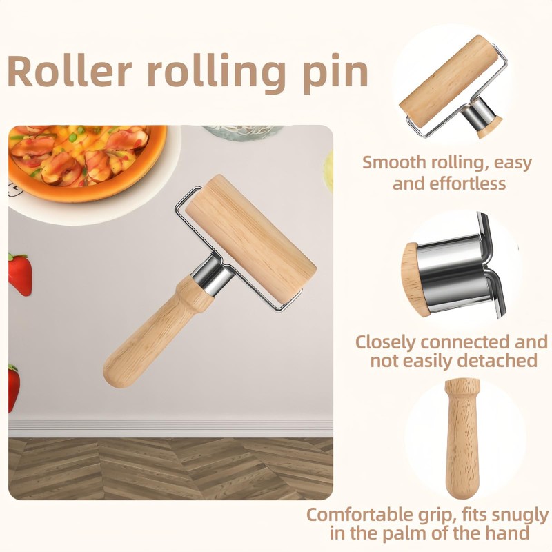 Top Rolling Pins for Pizza Dough Non-Stick Wooden Beechwood Ergonomic Handle gallery