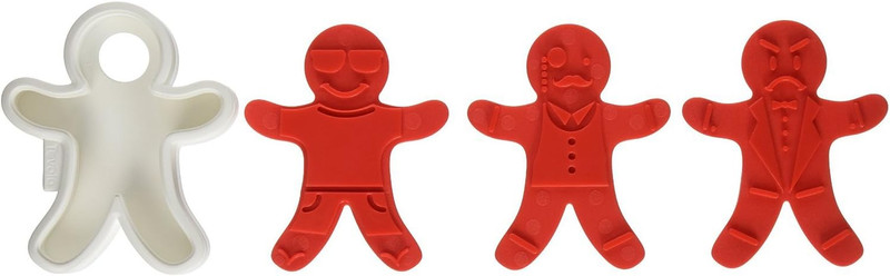 Gingerbread Boys Templates Reverse, Dishwasher Safe, Set of 6 Cookie Stamps with
