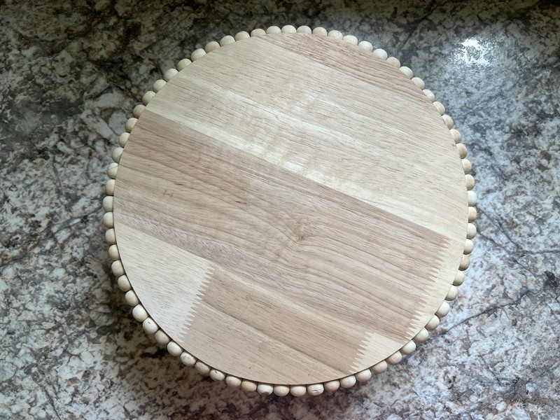 Beaded Pedestal CAKE STAND Round Wooden 10 1/8” x 3 1/4“ FARMHOUSE gallery