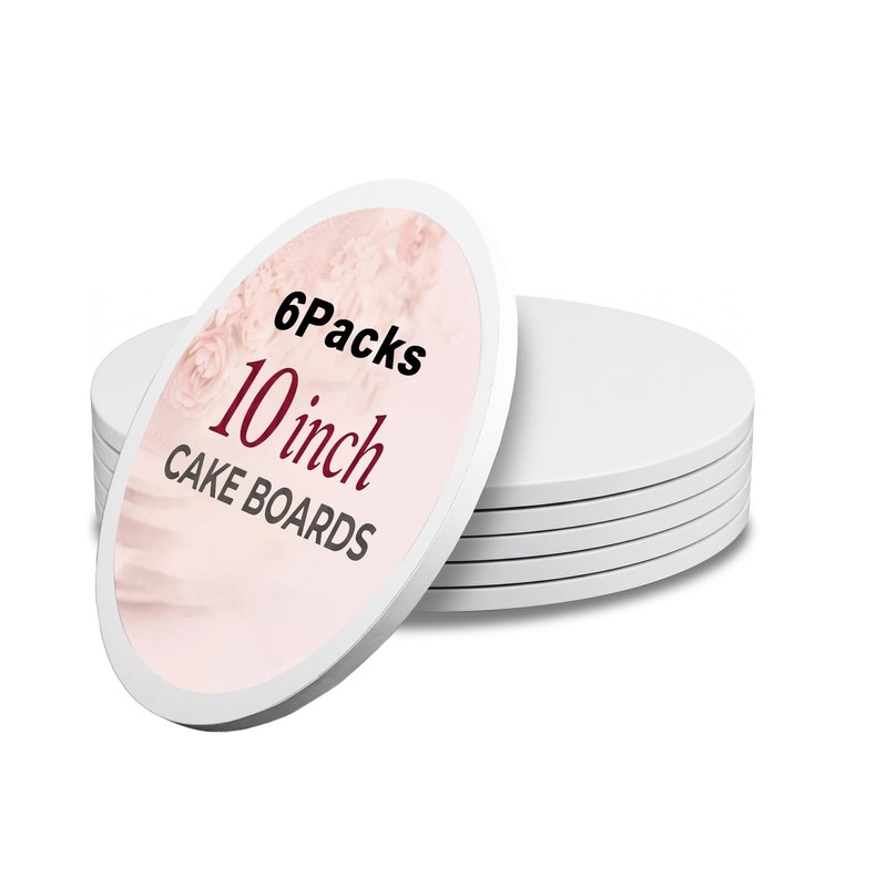 6 PCS White 10 Inch Round Cake Boards 1/2 Inch Thick Drums Cardboard Base