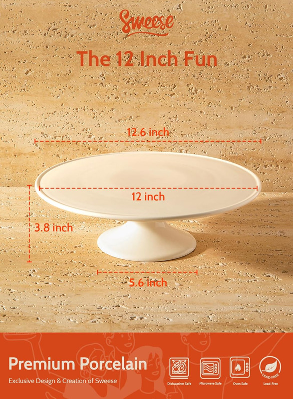 12-Inch Porcelain Cake Stand round Dessert Stand White Cupcake Stand for Parties gallery