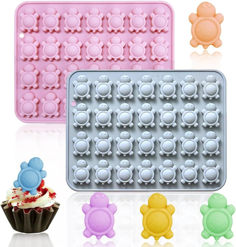 28-Cavity Turtle Silicone Molds – 2 Pack for Baking, Candies, and Party Decor