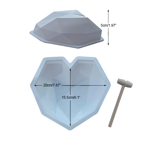 Diamond Heart Shape Silicone mold and 1 Wooden Hammer Oven Safe OH SWEET ART gallery