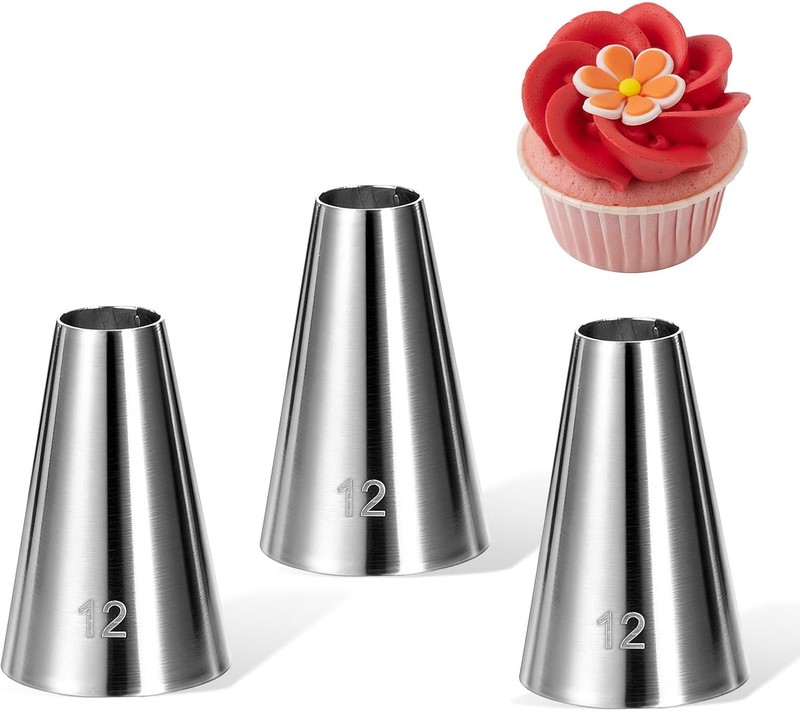 3 Pcs Big Piping Tips Large Round Piping Tips Set #12 Macaron Cake Decorating