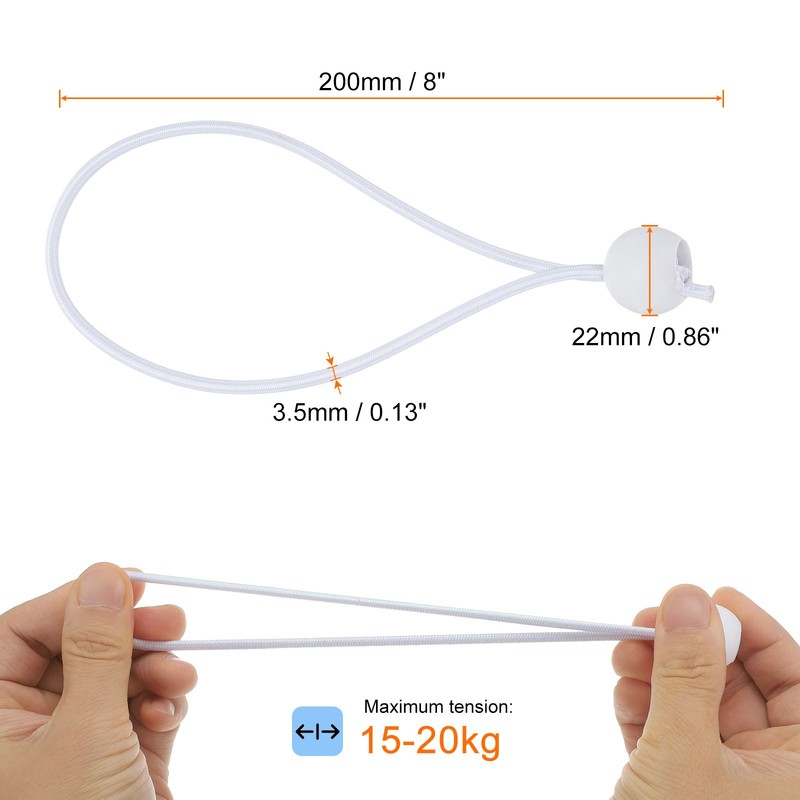 10Pcs Ball Bungee Cords 8" Heavy Duty Bungee Cord Balls for Tent Holding, White gallery