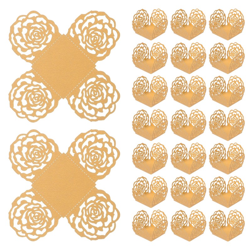25 PCS Truffle Wrapper 4 Inch Square Cupcake Liner Baking Paper Gold
