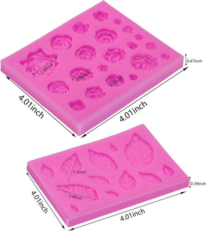 33 Cavity Rose Flowers and Leaves Fondant Candy Silicone Molds For Sugarcraft, C gallery
