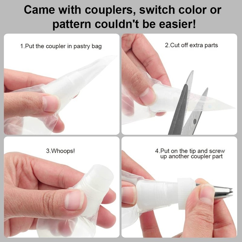 Weetiee Pastry Piping Bags -100 Pack-16-Inch Disposable Cake 16-Inch, Clear gallery