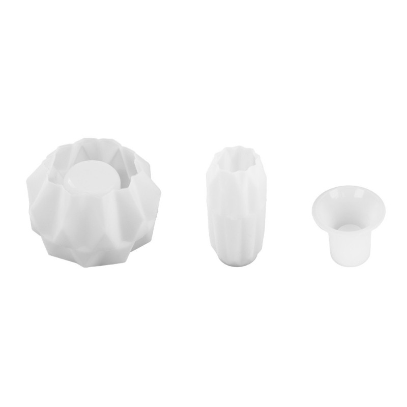 Elegant Vase Holder with Storage Jar Mould Epoxy Candlestick Making Mould gallery