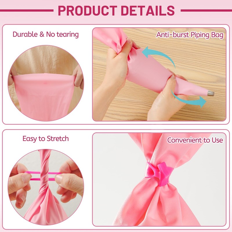 Piping Bag Holder Stand Filling Clear Cream Icing 2 Pack 14 Inch 10 PCS Ties gallery