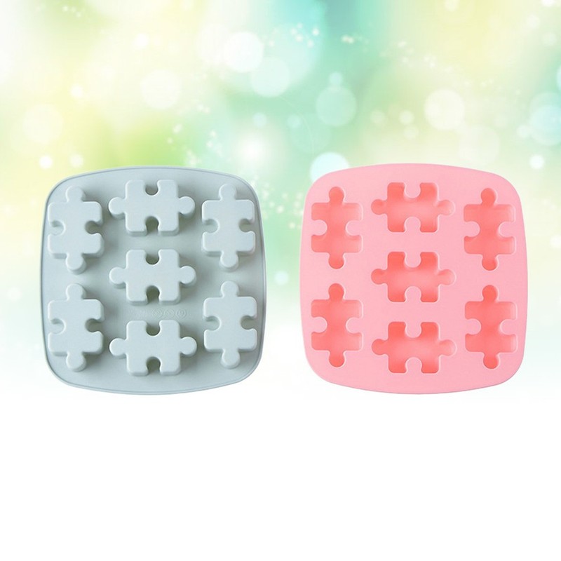 Reusable Puzzle Ice Cube Tray Silicone Baking Mold Assorted Colors for Kitchen gallery