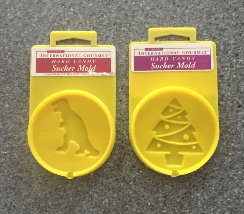 Vintage Lorann International Gourmet Hard Candy Sucker Molds Tree & Dinosaur New