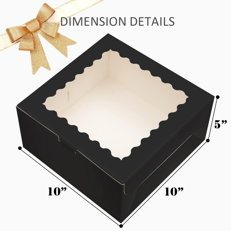 36pcs 10x10x5 Inches Black Cake Boxes with Window 18-Packs, 10 Inch Bakery Bo... gallery