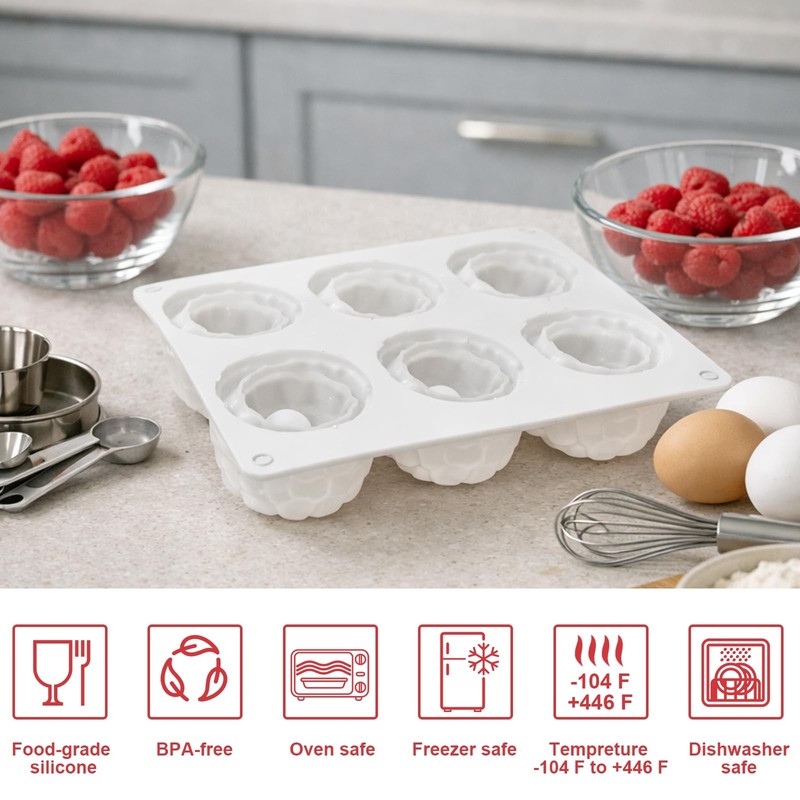 Juome 2 Pack 3D Raspberry Silicone Molds for Mousse Cake - 12 Cavity Fruit Pu... gallery