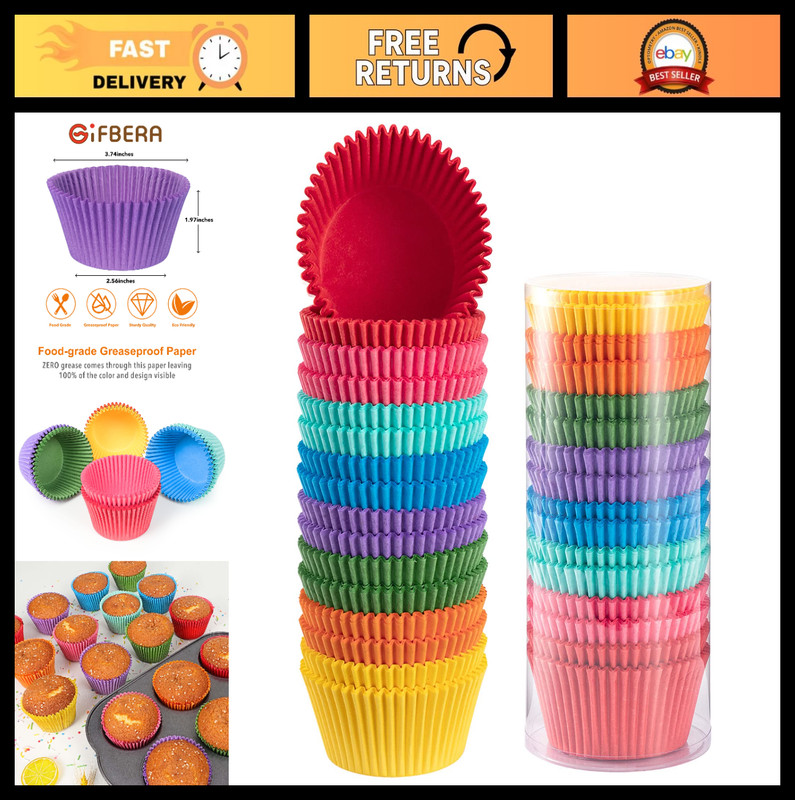 400-Count Jumbo Cupcake Liners – Large Colorful Paper Baking Cups for Parties