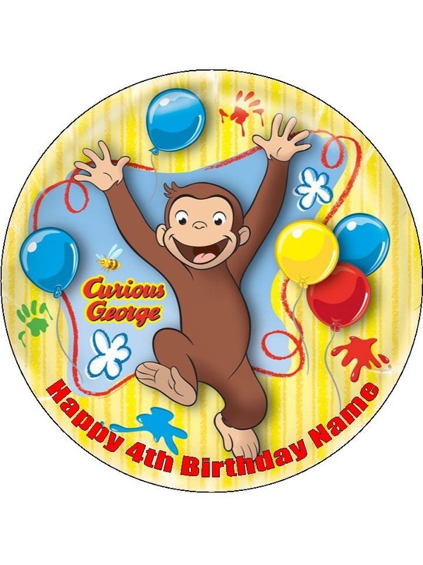 Curious George Edible Cake Toppers Icing Birthday Cake Decoration (2 Sizes)