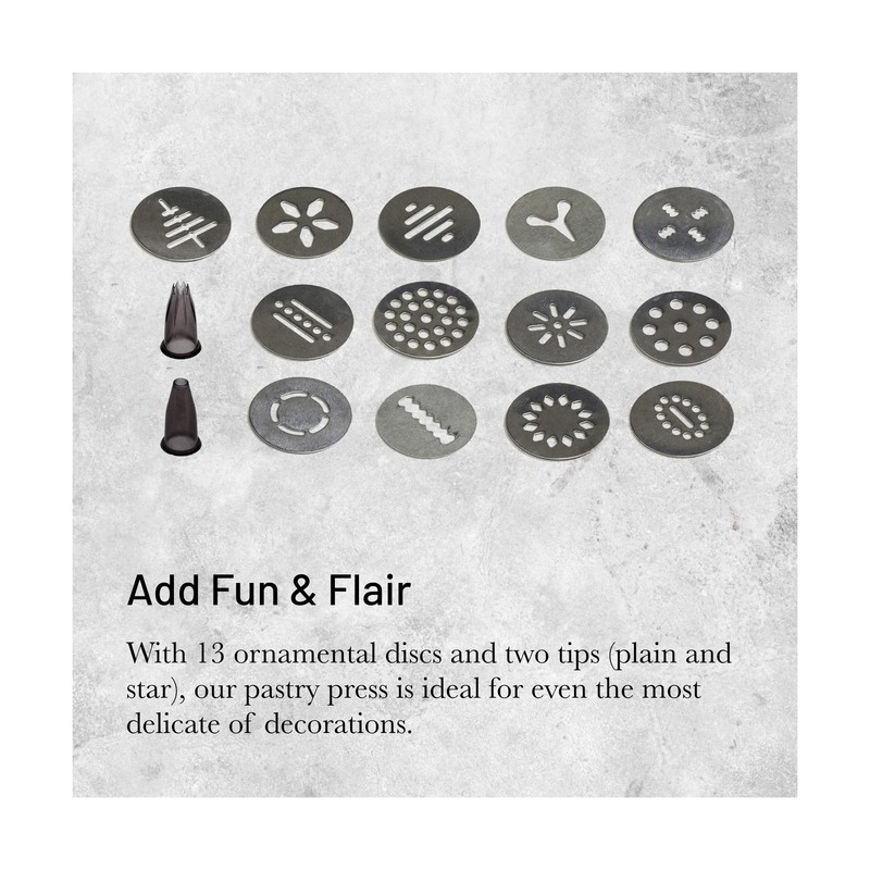 de Buyer LE TUBE Pastry Press - Includes 13 Cookie Discs & Two Tips - Easy to... gallery