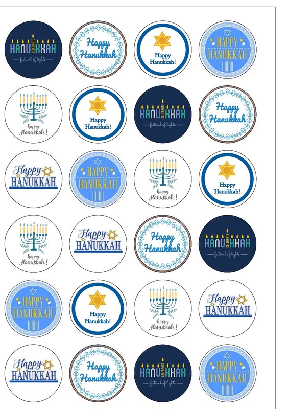 Cake Toppers Happy Hanukkah Festival of Light 24 Precut Edible Wafer Paper gallery