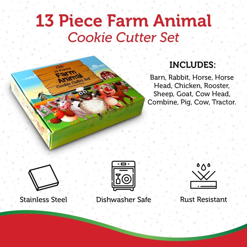 Farm Animal Cookie Cutter Set, 13 Piece Set, Premium Food Grade Stainless Ste... gallery