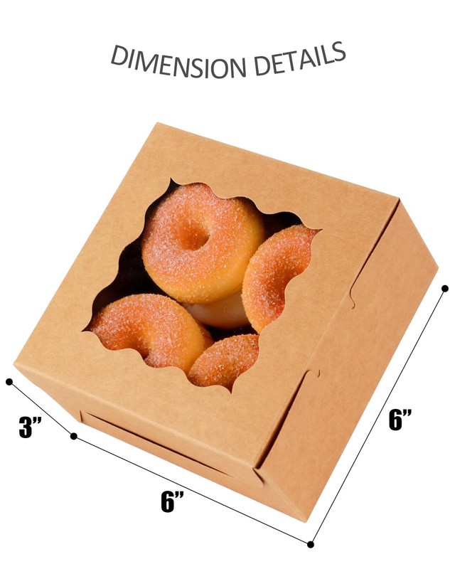Kraft Cookie Boxes with Window 60packs 6x6x3 Brown Bakery Box Kraft Paper Box... gallery